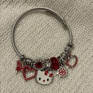 Hello Kitty Silver Charm Bracelet with Red Accents